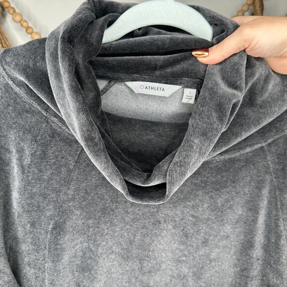 Athleta Gray Velour Velvet Turtleneck Pullover - Picture 5 of 5